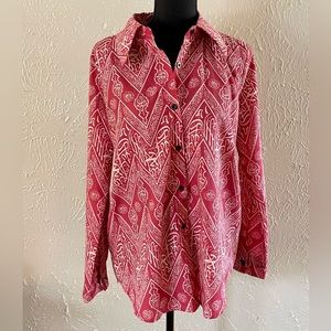 👚Geometric Print Button Blouse👚~med
